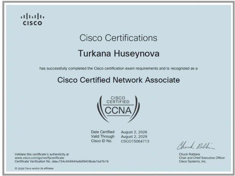 Tələbəmiz Cisco CCNA sertifikatı aldı
